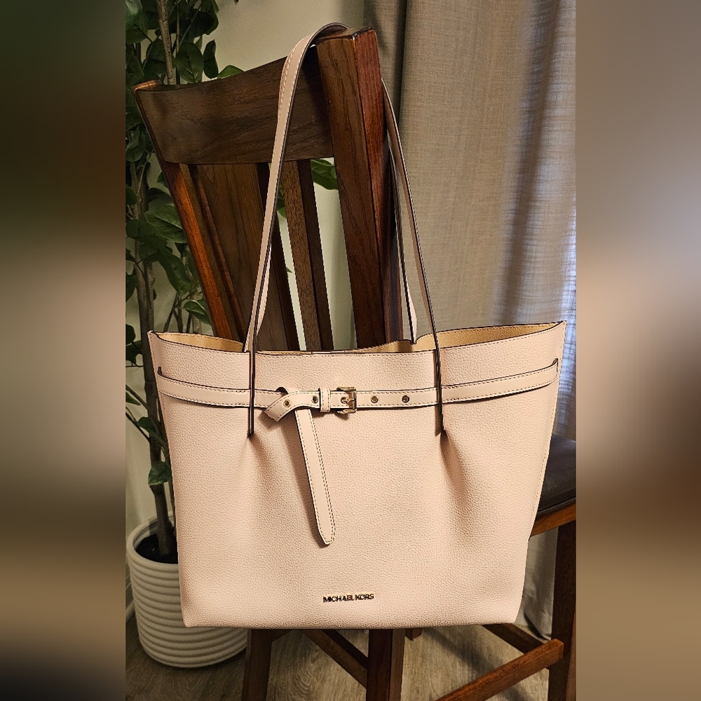 Michael Kors Emilia East/West Leather Tote Bag - Powder Blush NWT - Picture 3 of 10
